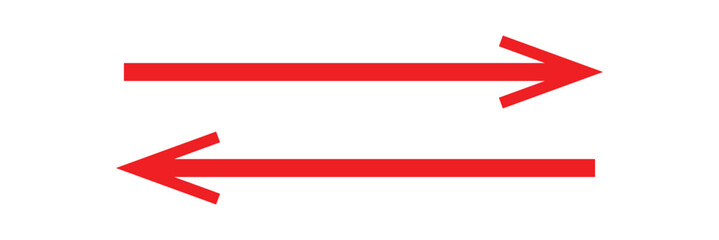 Long arrows icon set. Vector set of trendy long arrows left and right in flat style. Replaceable vector design.
