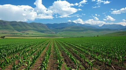 african agriculture green corn field in spring in south africa © Mehemmed