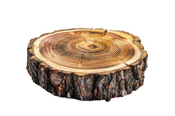Round cut down tree with annual rings on transparent background Generative Ai