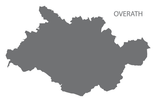 Overath German city map grey illustration silhouette shape