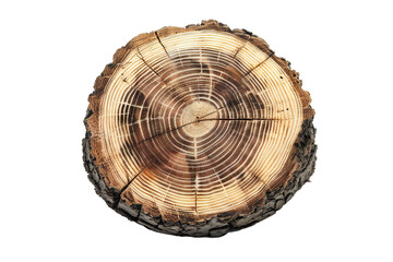 Obraz premium Round cut down tree with annual rings on transparent background Generative Ai