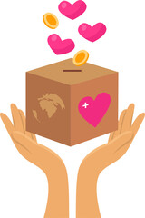 Hand Charity With Donation Box Illustration