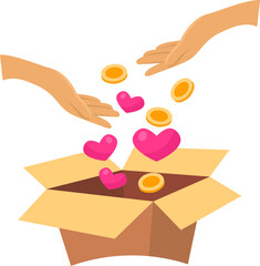 Hand Charity With Donation Box Illustration