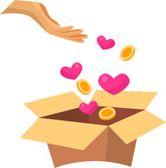 Hand Charity With Donation Box Illustration