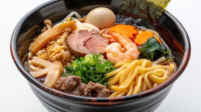 Ankake gomoku ramen with meat vegetables and seafood