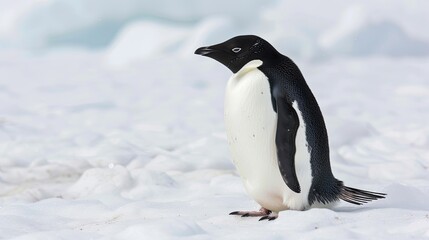 Obraz premium Adelie penguin on the ice in Antarctica