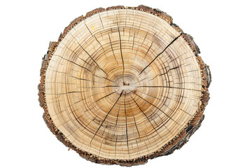 Fototapeta premium Round cut down tree with annual rings on transparent background Generative Ai