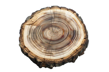 Obraz premium Round cut down tree with annual rings on transparent background Generative Ai