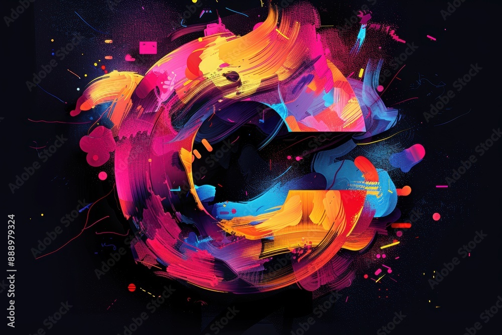 Fototapete a dynamic illustration of the letter c composed of abstract shapes and vivid contrasts suitable for 