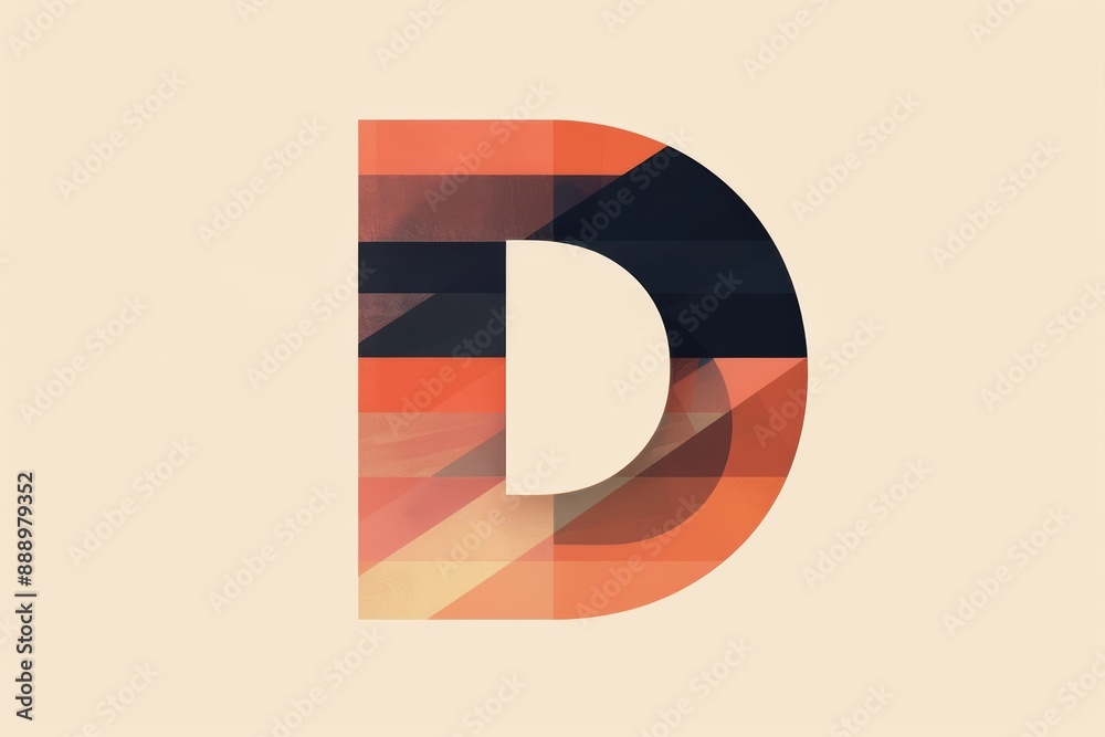 Fototapete a minimalist and sleek illustration of the letter d with clean lines and a simple elegant style. sui