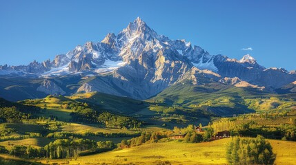 Fototapeta premium Majestic mountains under clear skies