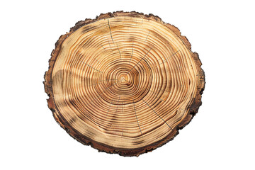 Fototapeta premium Round cut down tree with annual rings on transparent background Generative Ai