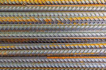 bars of steel reinforcement in close-up