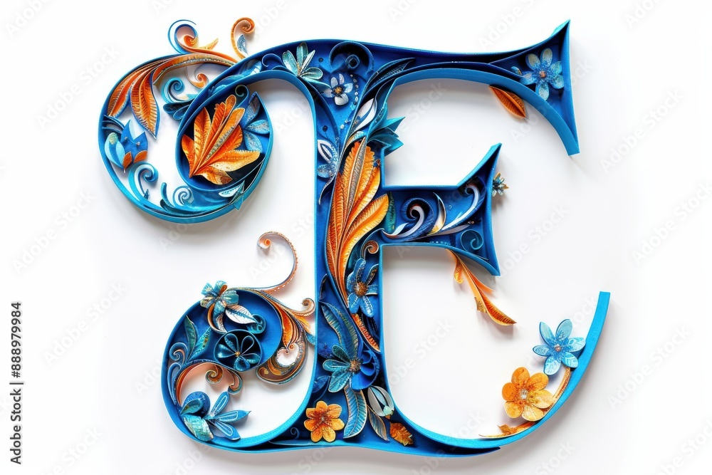 Fototapete a whimsical and artistic representation of the letter f from the alphabet designed with intricate de