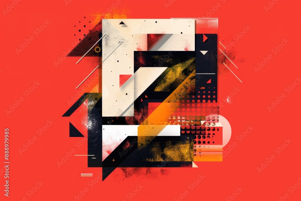Fototapete an abstract illustration of the letter e using geometric shapes and bold colors to create a striking