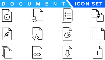 Document line icon set. Documents symbol collection. Different documents icons vector illustration