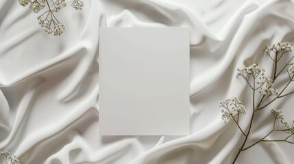 Wedding invitation mockup with front back sides plus stylish decor on blank card