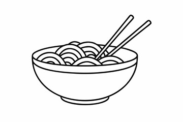 bundle of ramen in bowls and chopsticks silhouette vector illustration