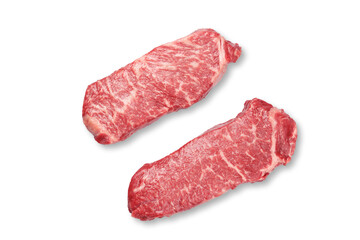 Prime marbled beef steaks. Raw striploin steak