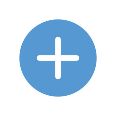 More plus blue icon. Vector illustration