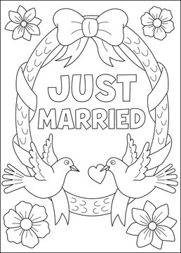 just love wedding coloring book page