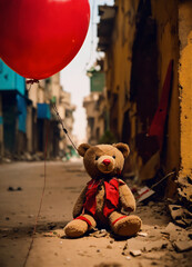 teddy bear with balloons