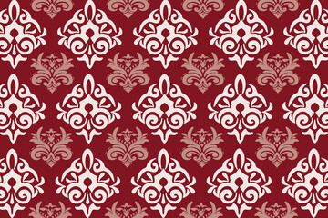 Oriental Flora Damask seamless pattern embroidery, Indian style. Art ornament print. Design for carpets, covers, wallpapers, fabric, and clothing.
