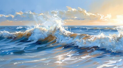 Obraz premium Radiant sunlight dappling on ocean waves