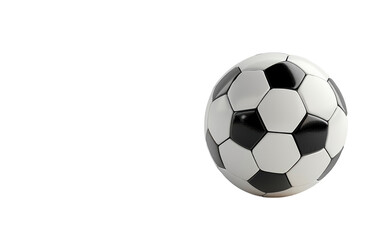 Fototapeta premium A classic soccer ball, with its black and white panels, sits isolated on a white background