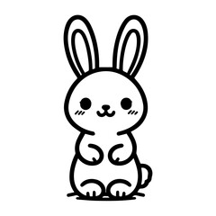 Cute bunny rabbit outline sketch vector illustration.