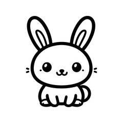 Cute bunny rabbit outline sketch vector illustration.