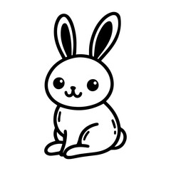 Cute bunny rabbit outline sketch vector illustration.
