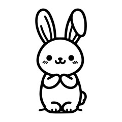 Cute bunny rabbit outline sketch vector illustration.