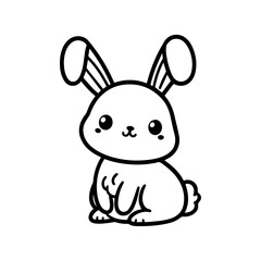 Cute bunny rabbit outline sketch vector illustration.