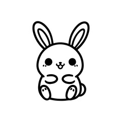 Cute bunny rabbit outline sketch vector illustration.