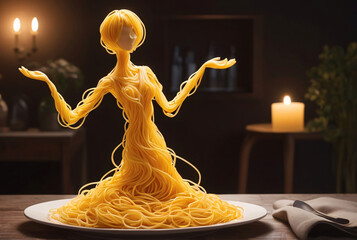 Spaghetti p&acirc;tes personne plat Italie restaurant IA 10