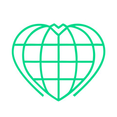 Icon of Earth Heart with Clean Straight Lines and Shapes