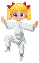 Young Girl Practicing Martial Arts