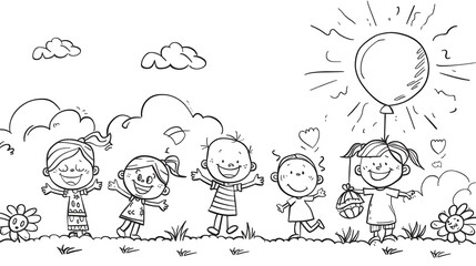 Children?s Day: Simple Sketch Banner Art