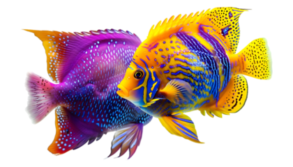 A couple of fish cross to each other on transparent background