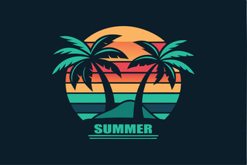 Obraz premium summer vibes with palm tree t-shirt design vector illustration