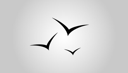 Silhouette of Flying Seagulls Birds Flock Vector Illustration. Suitable for Wall art, posters, t-shirts, and home decor items