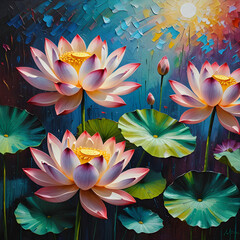 Lotus flowers Glowing in many colors