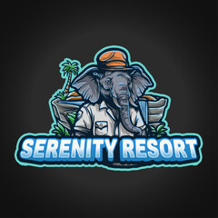 Modern Elephant Mascot Safari Zoo Park Logo Design Vector Illustration