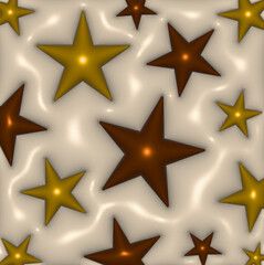 Fototapeta premium Abstract Hand Drawing 3d Colorful Stars Illustration with Embossed Rubber Plastic Looking Metallic Background 