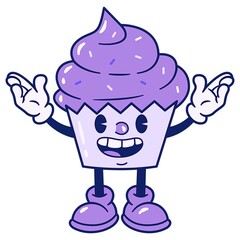 Cartoon Cupcake Character Vector Illustration