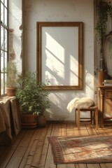 Fototapeta premium Bright interior with photo frame 