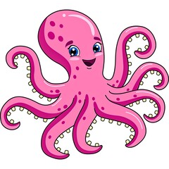 Cute Octopus Cartoon Vector Illustration