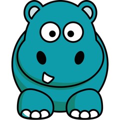 Cute Hippo Cartoon Vector Illustration