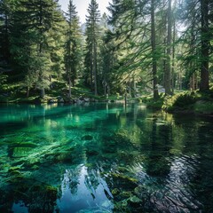 Tranquil Forest Lake with Crystal Clear Waters